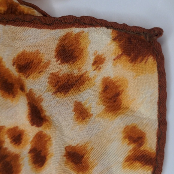 Vintage 60s Glentex Leopard Print Scarf Brown Cheetah Print Made In Japan - Picture 7 of 7